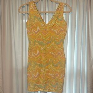 Wild Fable Yellow and Pink Swirl Mini Dress